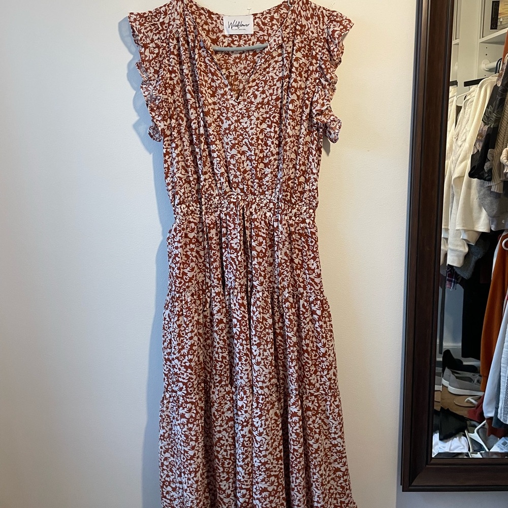 Beautiful Orange and White Maxi Dress